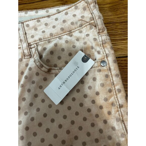 Anthropologie Pilcro the Letterpress Polka Dot Velvet Skinny Pants Peach Size 25 - Picture 5 of 8